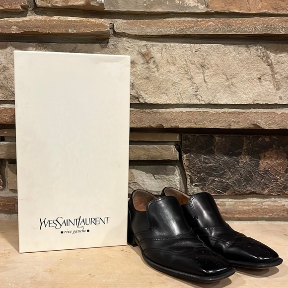 Yves Saint Laurent Other - Yves Saint Laurent Rive Gauche Black Leather Wingtip Loafer Richard Plain Vamp